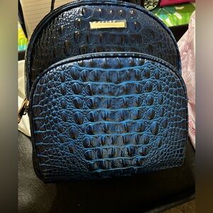 Brahmin Chelcy Blue Sapphire Croc Embossed Leather Backpack. NWT